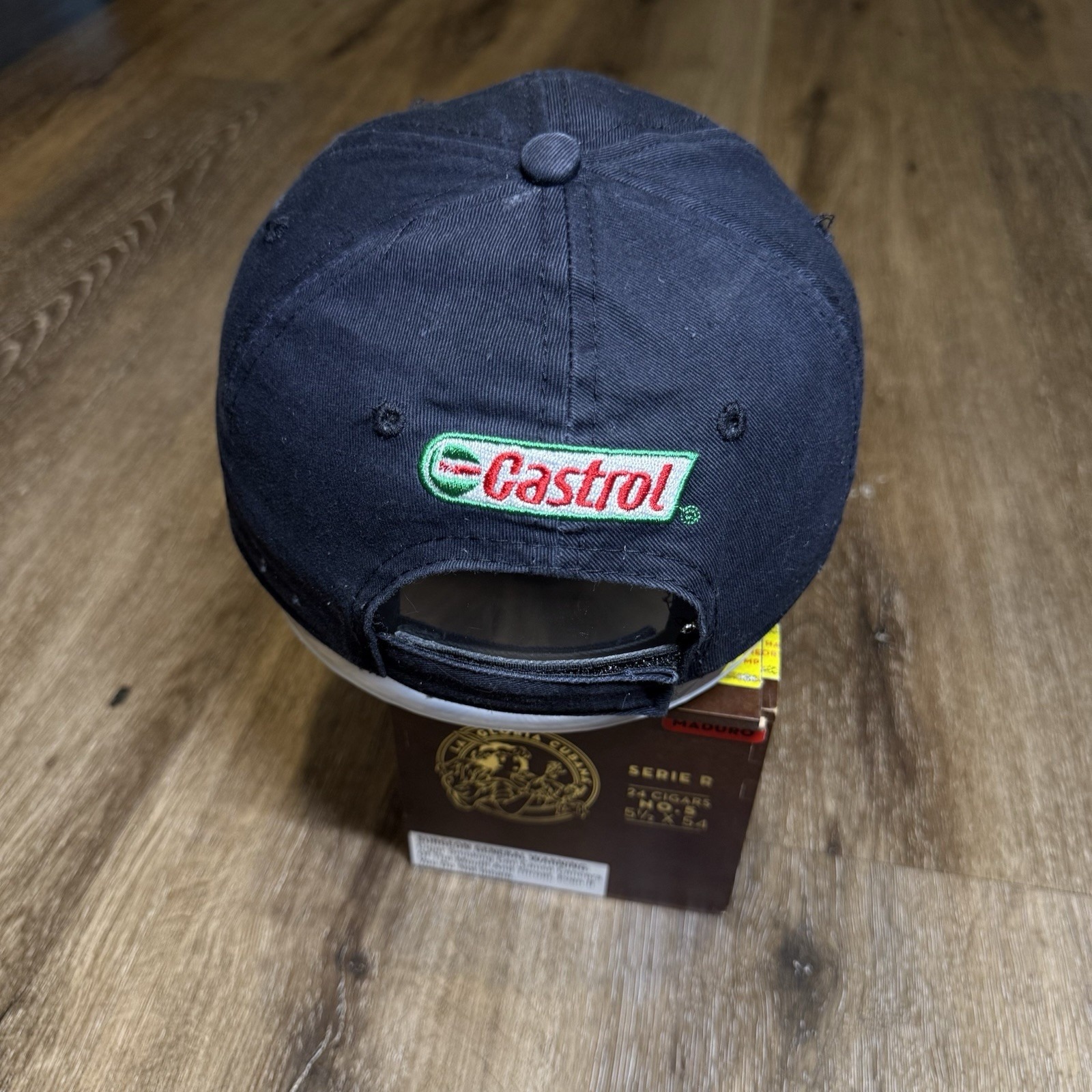 Vintage 90s John Force Castrol Oil Hat Black Adj Strap Embroidered Racing Nascar — image 3 of 5